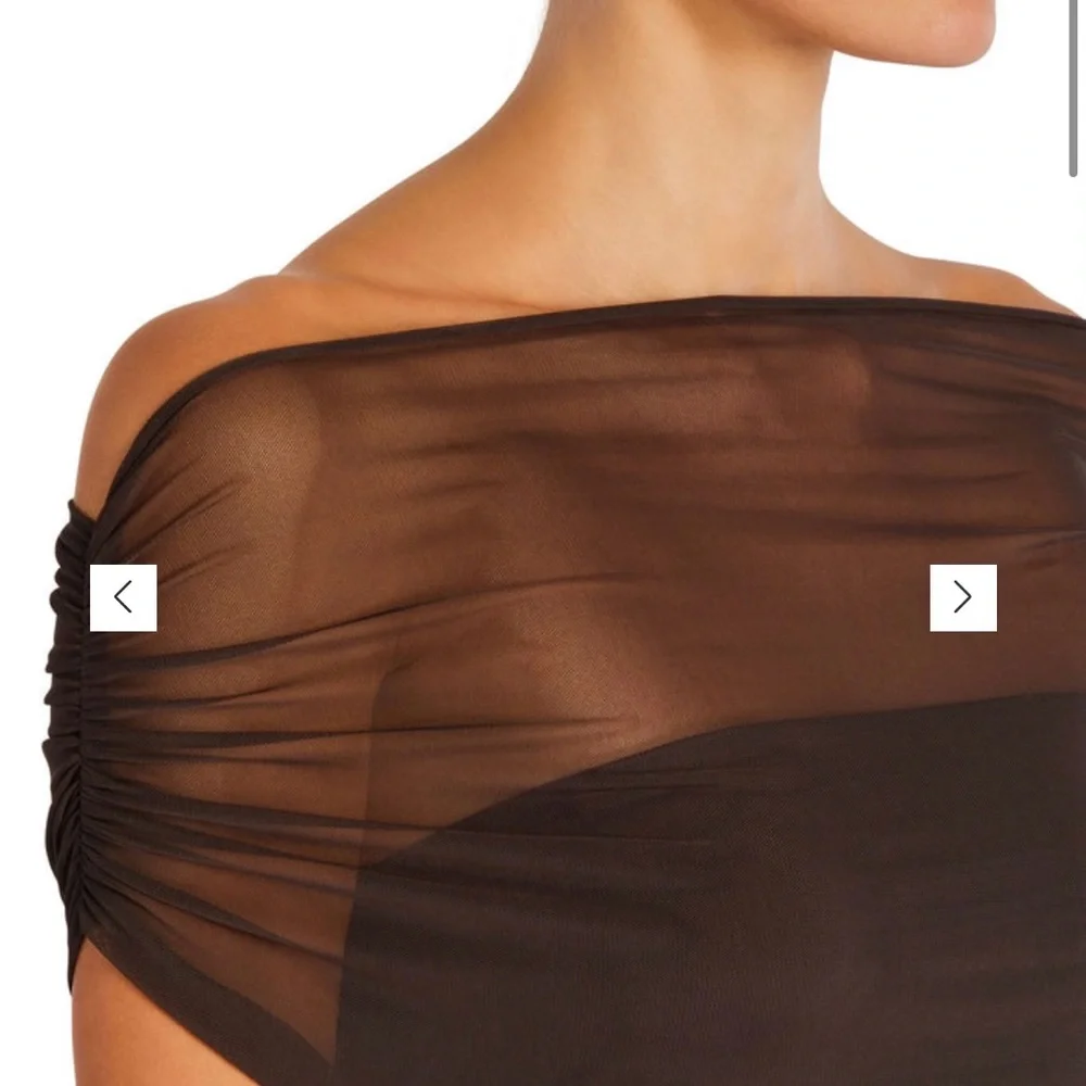 SER.O.YA Strapless Brown Mesh Dress - Picture 3 of 5